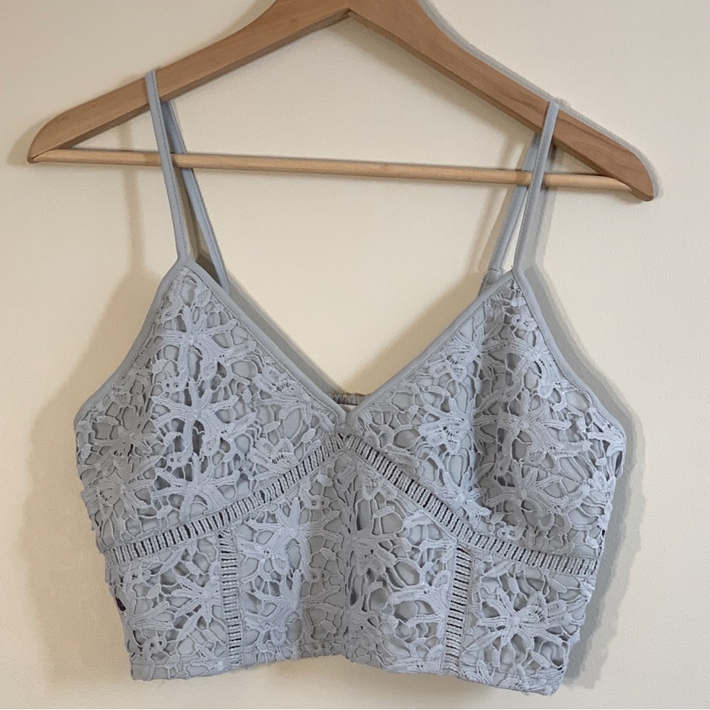 Leith Grey Lace Crop Top size M